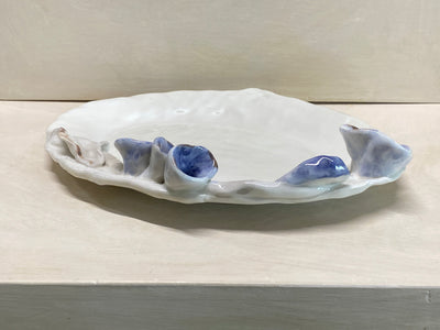 Vassoio ovale fiorito bianco in ceramica
