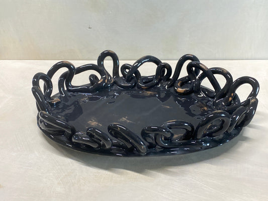 Centro tavola ovale nero in ceramica