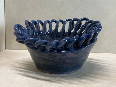 Centro tavola blu piccolo in ceramica