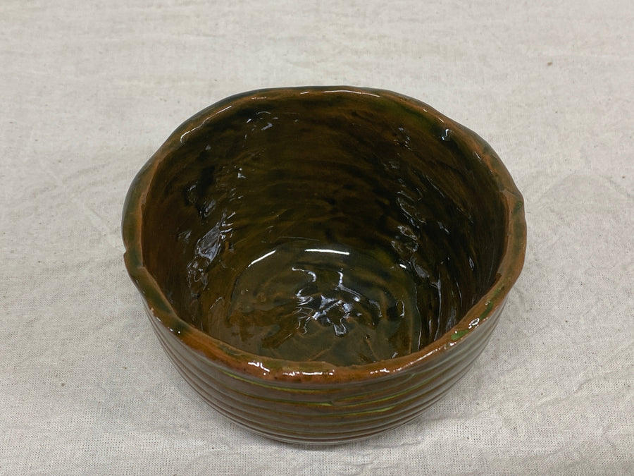 Small green bolo bowl, view from above