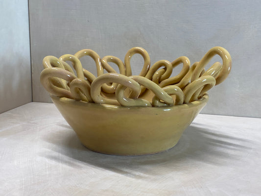 Centro tavola piccolo giallo in ceramica
