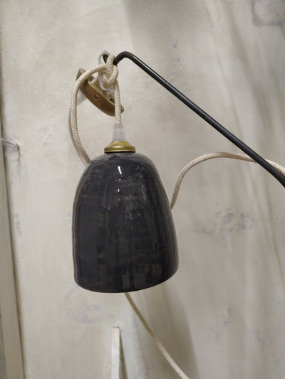 Lampada a sospensione in ceramica nera, diametro 12 cm