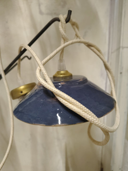 Lampada a sospensione in ceramica blu, diametro 17 cm