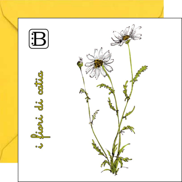 Il biglietto quadrato con Margherita e la sua busta, I Fiori di Catia n. 1 — Bookendipity