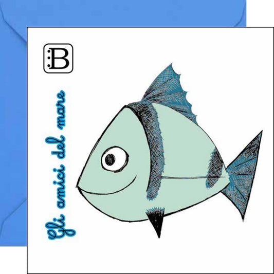 Il biglietto quadrato con Sarago e la sua busta, Gli Amici del Mare — Bookendipity