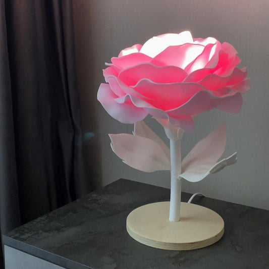 Rosa Rosa con Stelo Bianco — GlowBlooms, fatto a mano a Collesalvetti