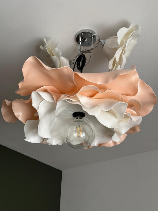 Lampadario Fiore Pesca — GlowBlooms, fatto a mano a Collesalvetti