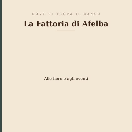 Where to find the La Fattoria di Afelba stall: at fairs and events
