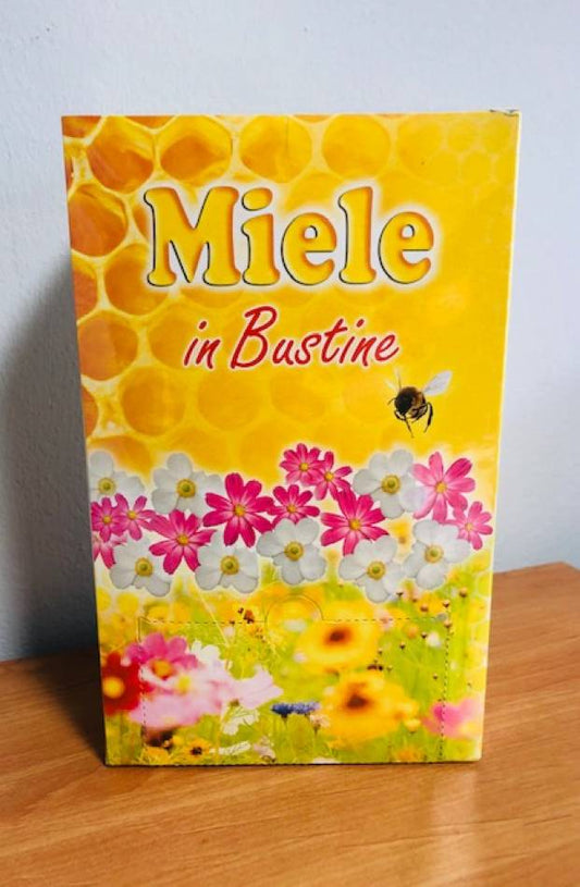 La scatola del miele millefiori in bustine