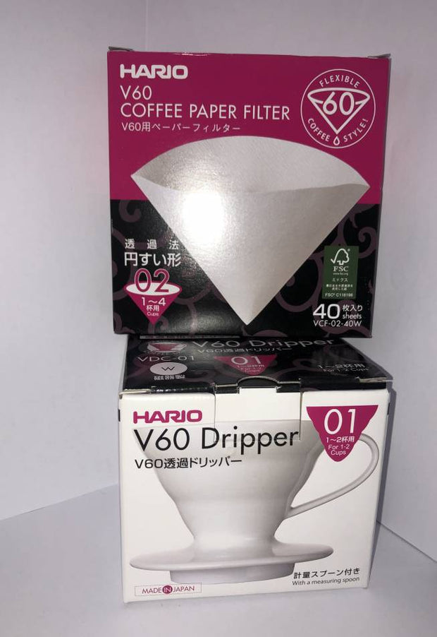 Le scatole del dripper V60 e dei filtri di carta