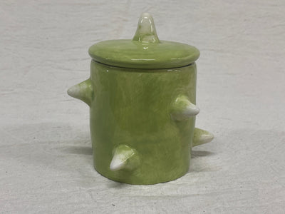Barattolo piccolo verde con cactus dipinti