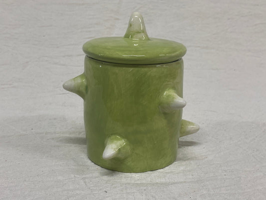 Barattolo piccolo verde con cactus dipinti