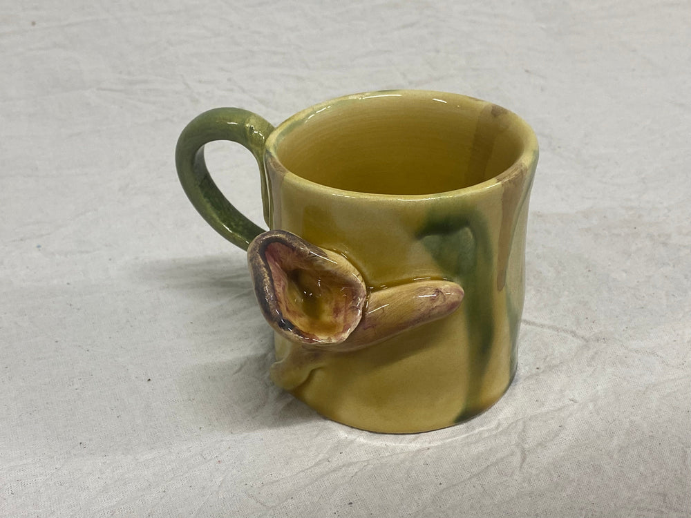 Bicchiere miele fiorito con manico
