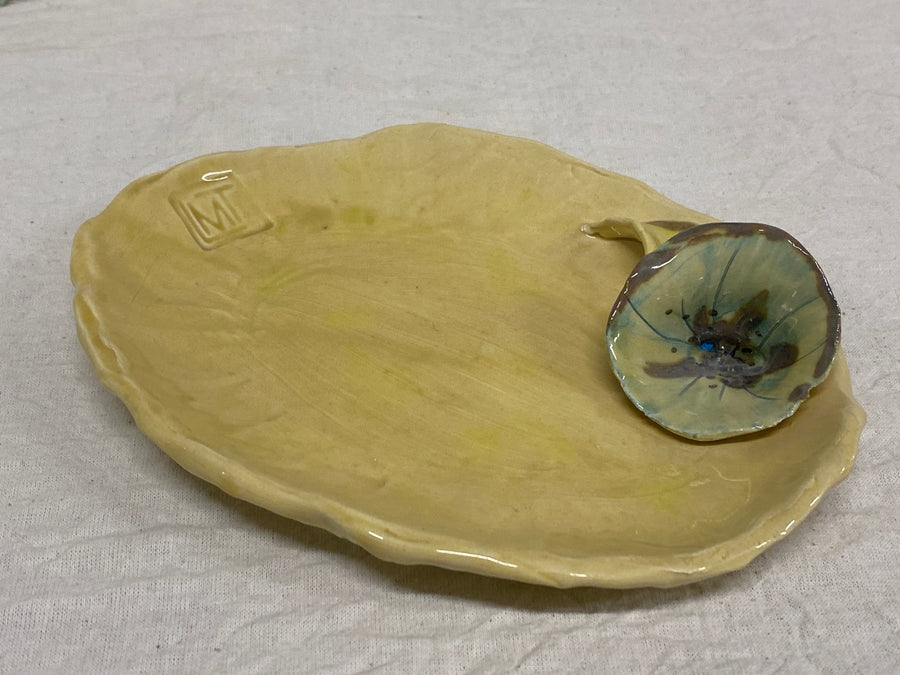 Set of cups with honey flowers, close-up