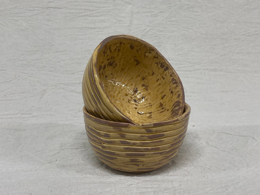 Small honey bolo bowl, view from above