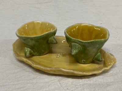 Set due tazzine gialle e verdi con cactus