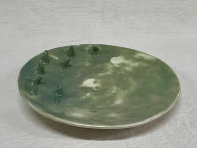 Vassoio grande verde con cactus dipinti