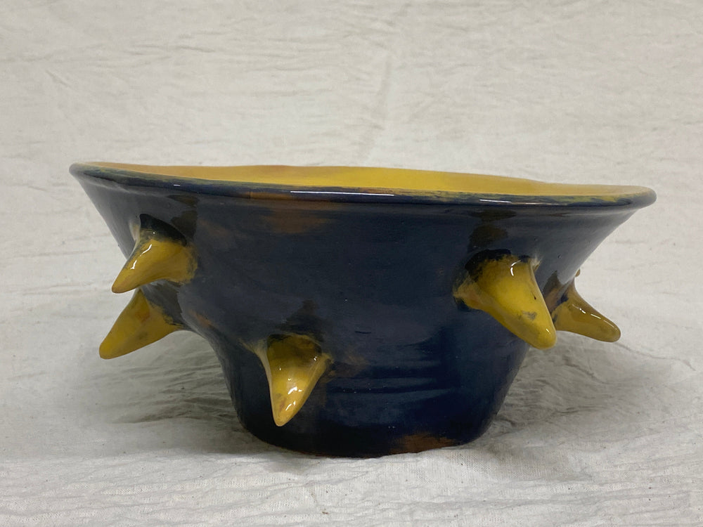 Bolo blu e giallo con cactus dipinti