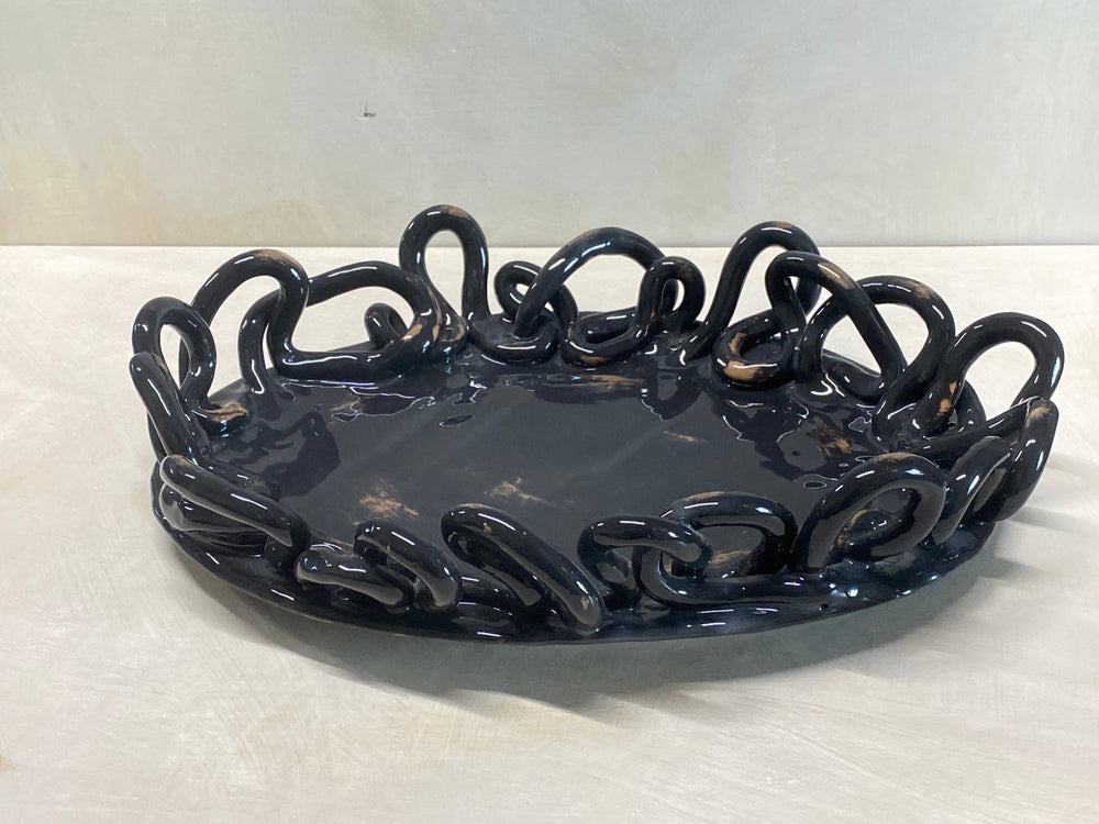 Centro tavola ovale nero in ceramica
