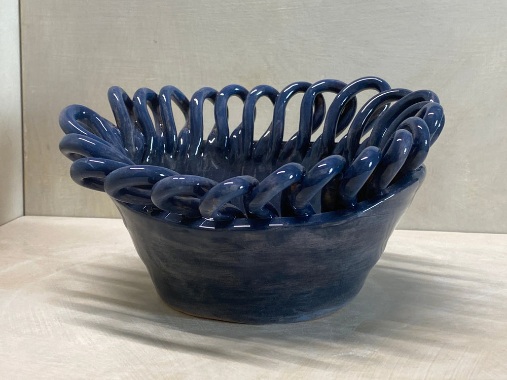 Centro tavola blu piccolo in ceramica