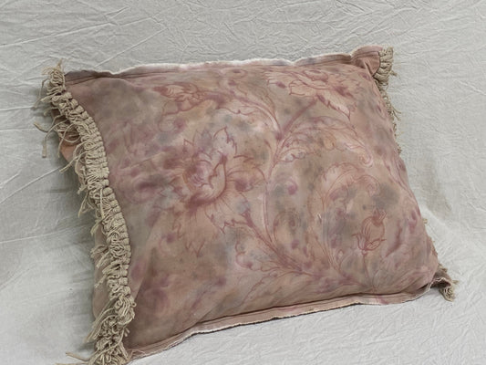 Cuscino in lino dipinto a mano con fiori