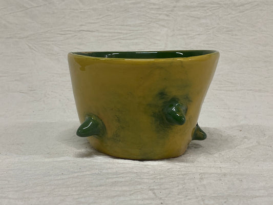 Bolo piccolo verde e giallo con cactus dipinti
