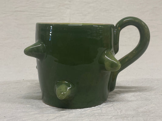 Tazza verde con cactus dipinti a mano
