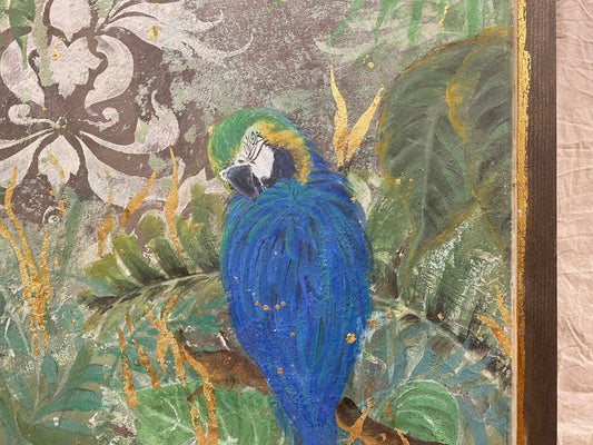 Pannello Pappagallo, dettaglio della pittura