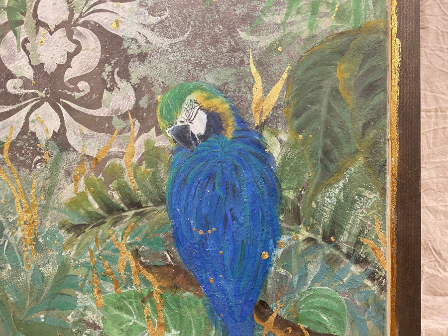 Pannello Pappagallo, dettaglio della pittura
