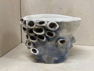 Vaso anemone grande blu in ceramica