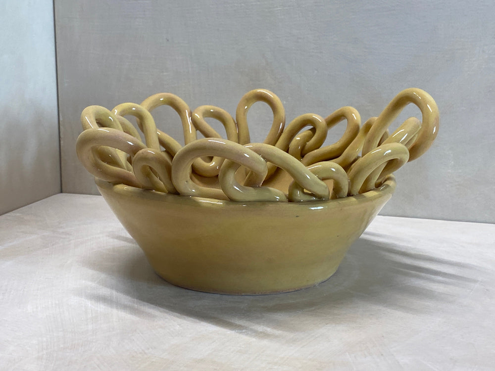 Centro tavola piccolo giallo in ceramica