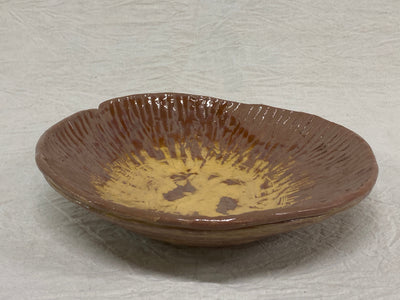 Large catch-all tray in coil-built red clay