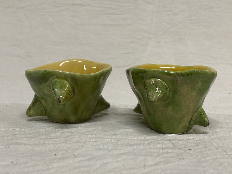 Set tazzine giallo e verde, veduta d'insieme