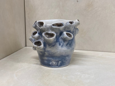 Vaso anemone piccolo blu in ceramica