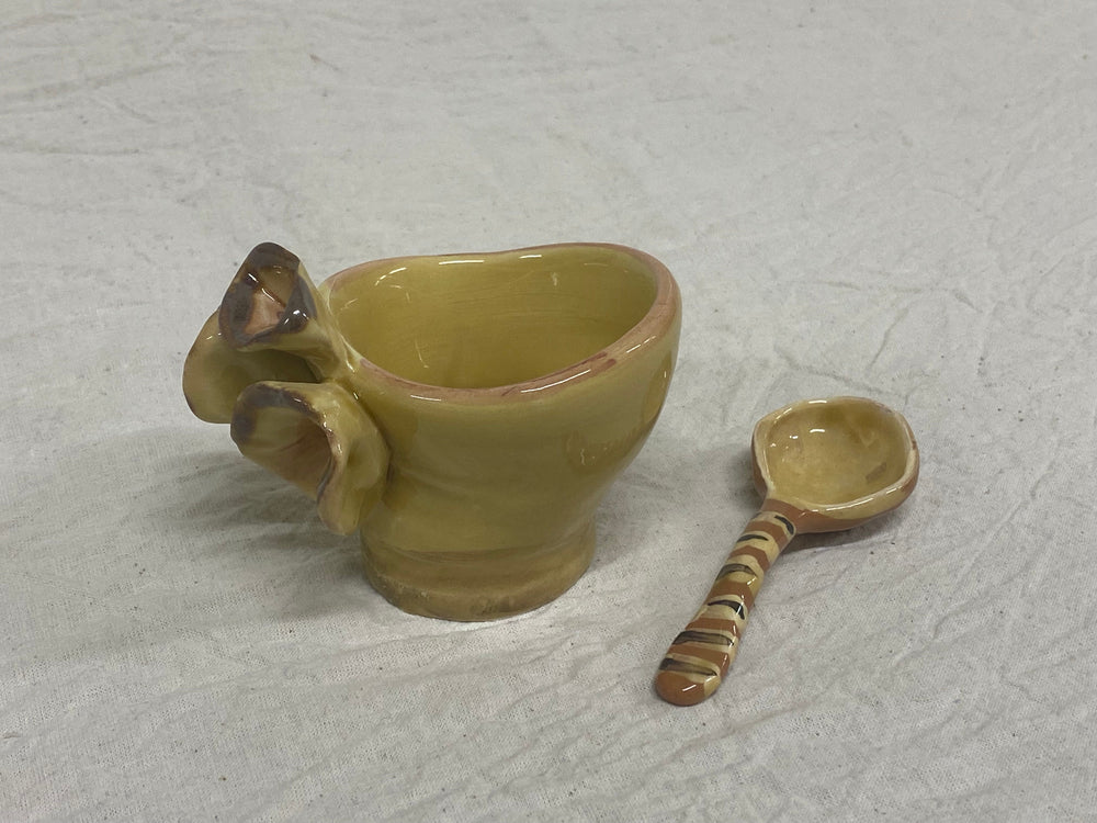 Porta salsa piccolo miele con cucchiaio in ceramica