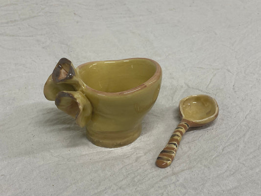 Porta salsa piccolo miele con cucchiaio in ceramica