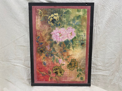 Pannello Peonia Rosa, quadro dipinto a mano su legno