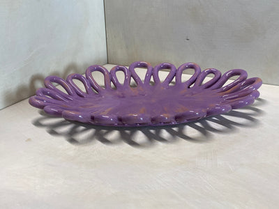 Centro tavola ovale viola in ceramica