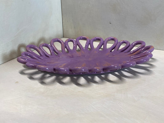Centro tavola ovale viola in ceramica