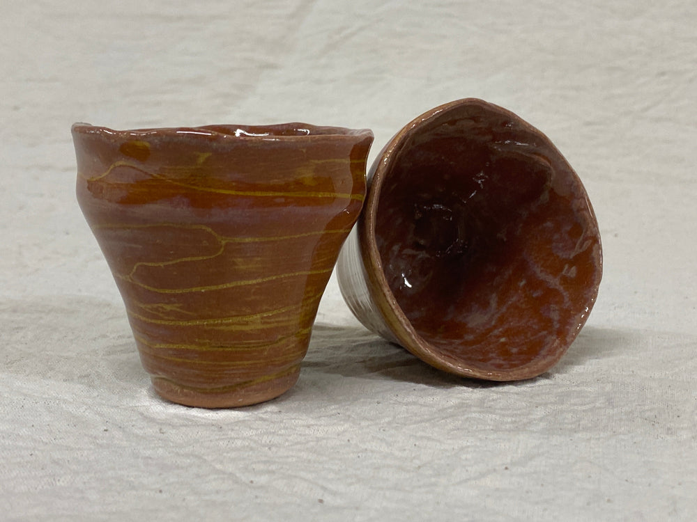 Coil-built coffee cup, neutral tone