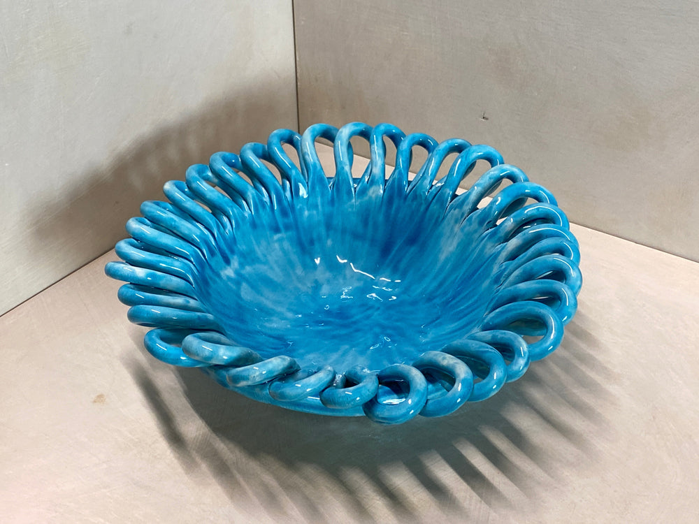 Centro tavola azzurro in ceramica