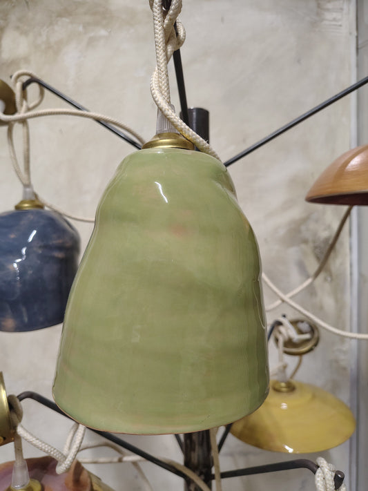 Lampada a sospensione in ceramica verde lime, diametro 13 cm