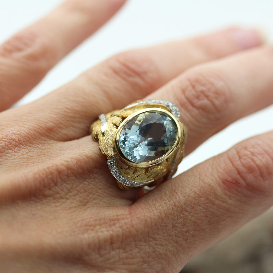 The ring on the finger, close shot from above: how much of the hand it takes up