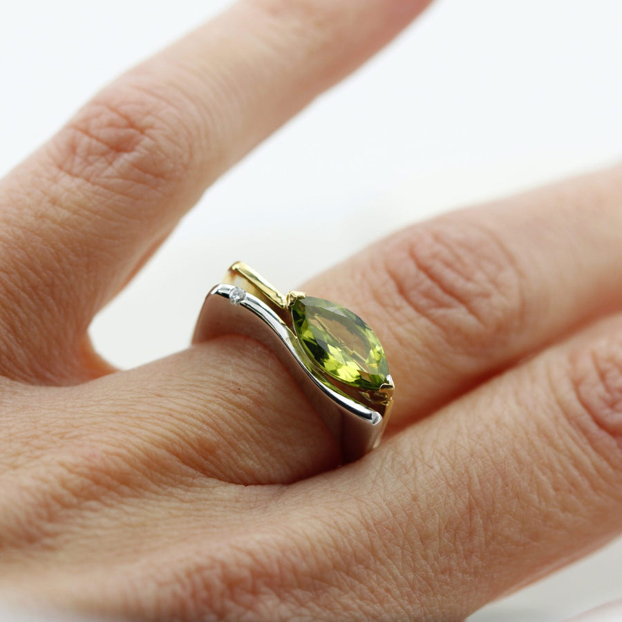 The ring on the finger, three-quarter view