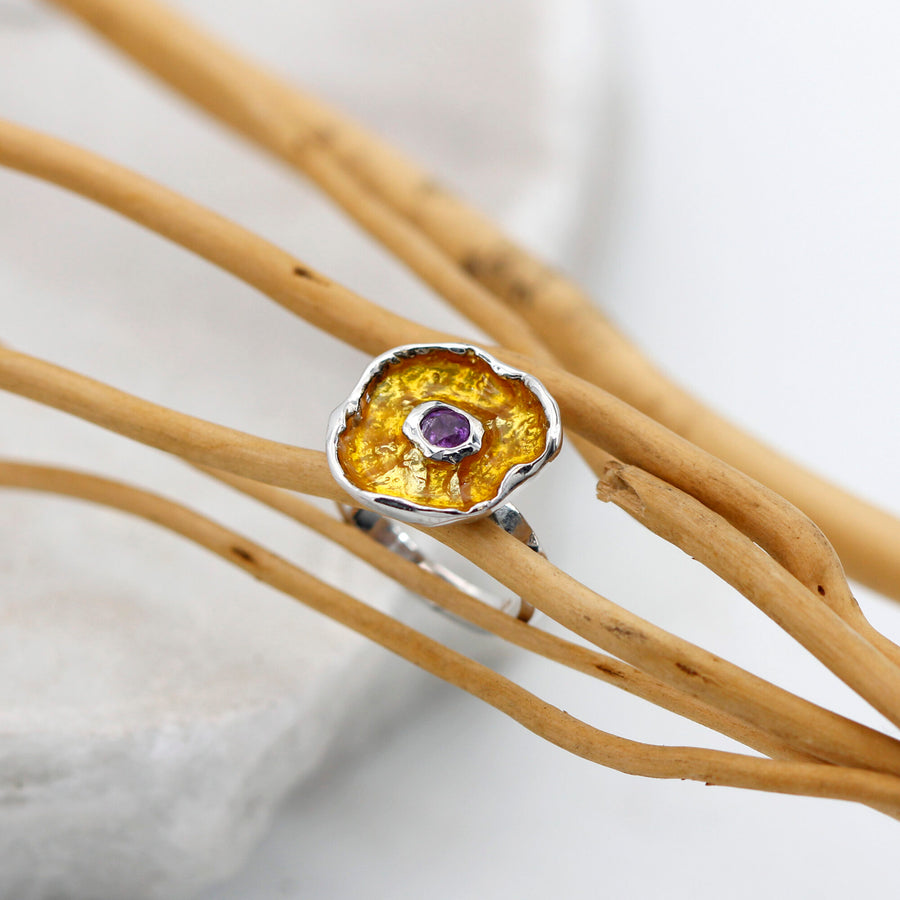 L'anello appoggiato fra rami secchi chiari