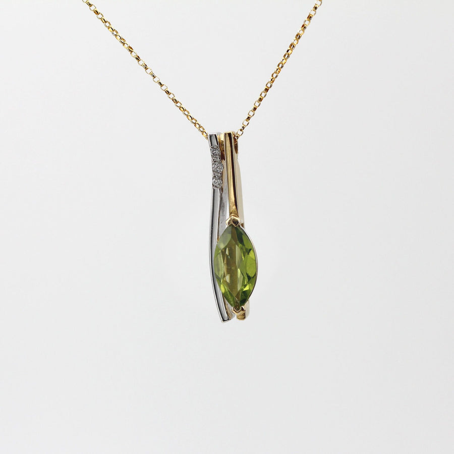 The whole pendant on the chain, on a light background