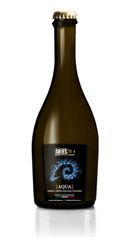 Bottiglia Aqua da 33 cl, etichetta nera con la spirale d'acqua azzurra