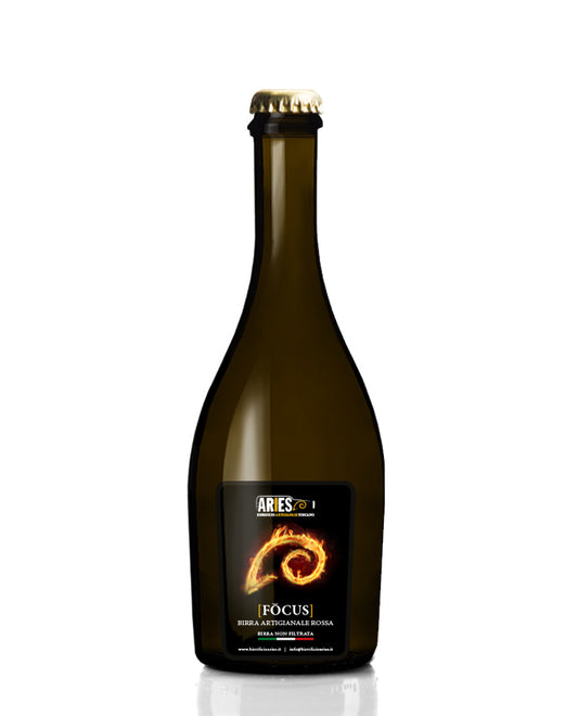 Focus da 75 cl, etichetta frontale in primo piano