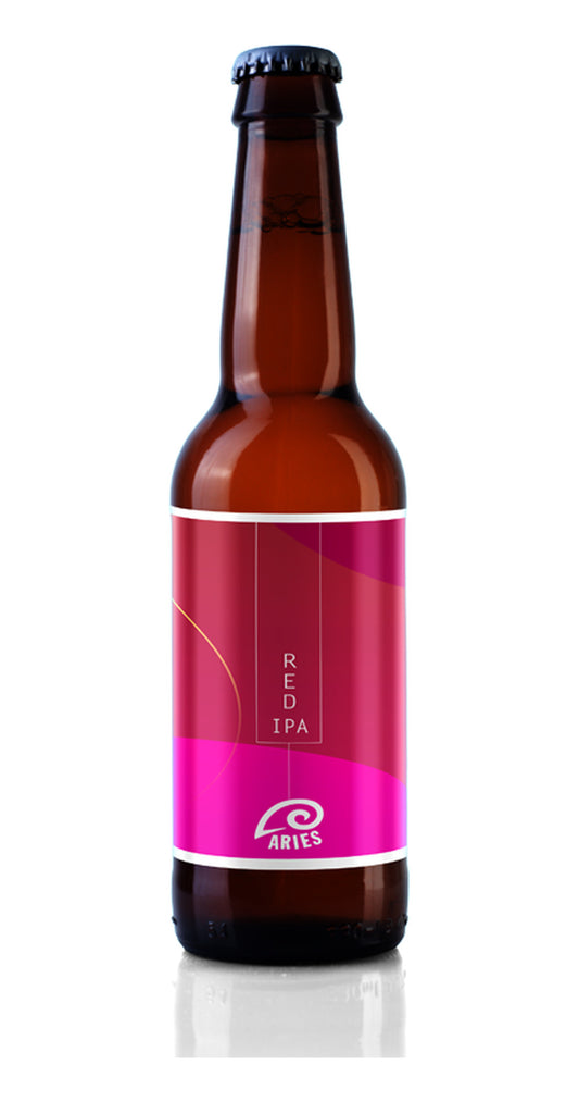 Bottiglia Mars da 33 cl, etichetta rosso magenta con la dicitura Red IPA