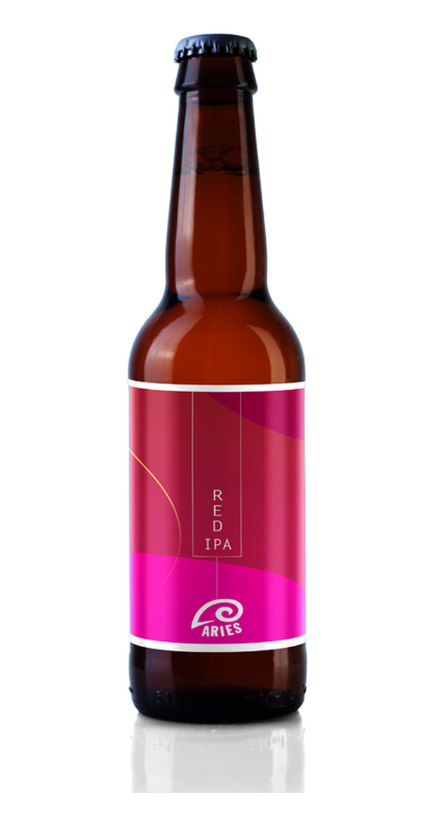 Bottiglia Mars da 33 cl, etichetta rosso magenta con la dicitura Red IPA
